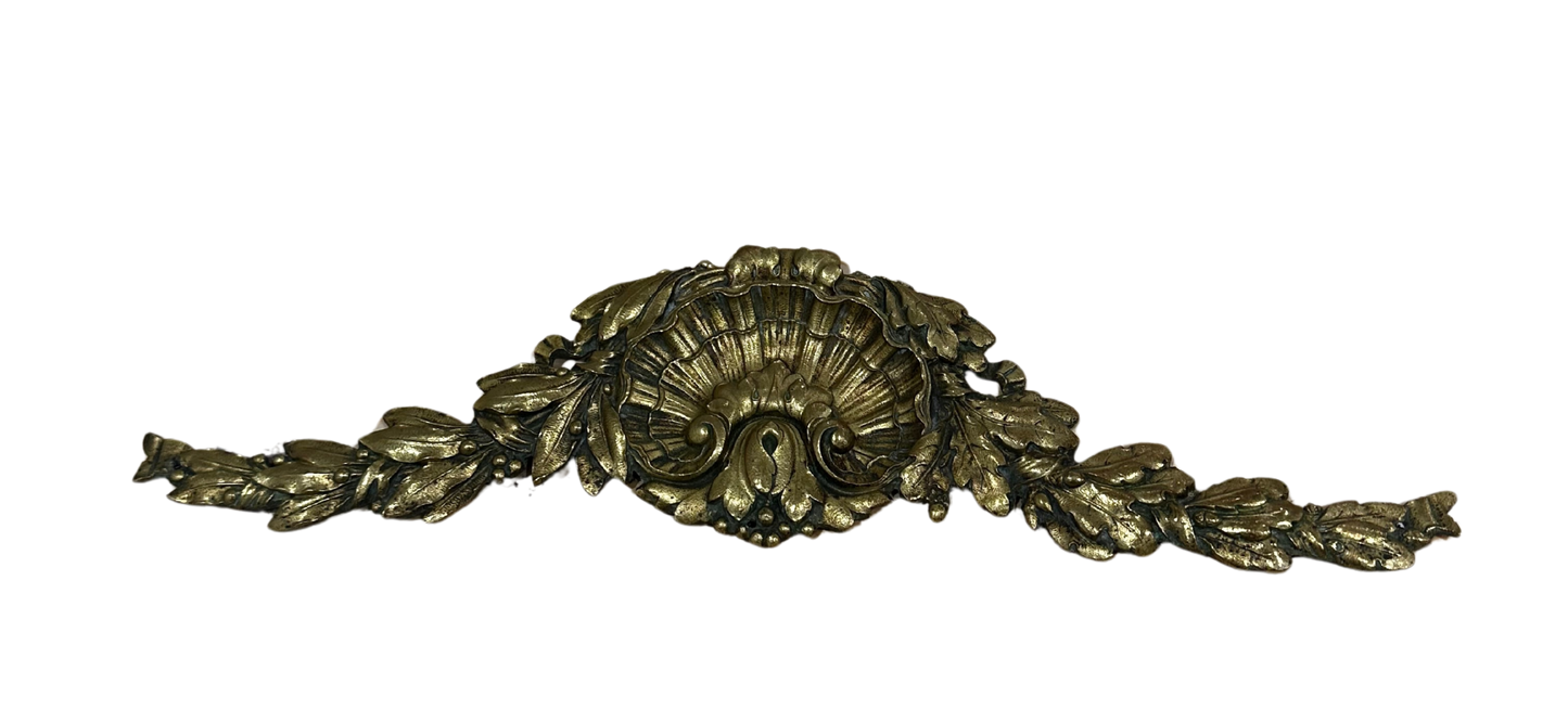 Antique French Bronze Wall Swag with Shell Motif