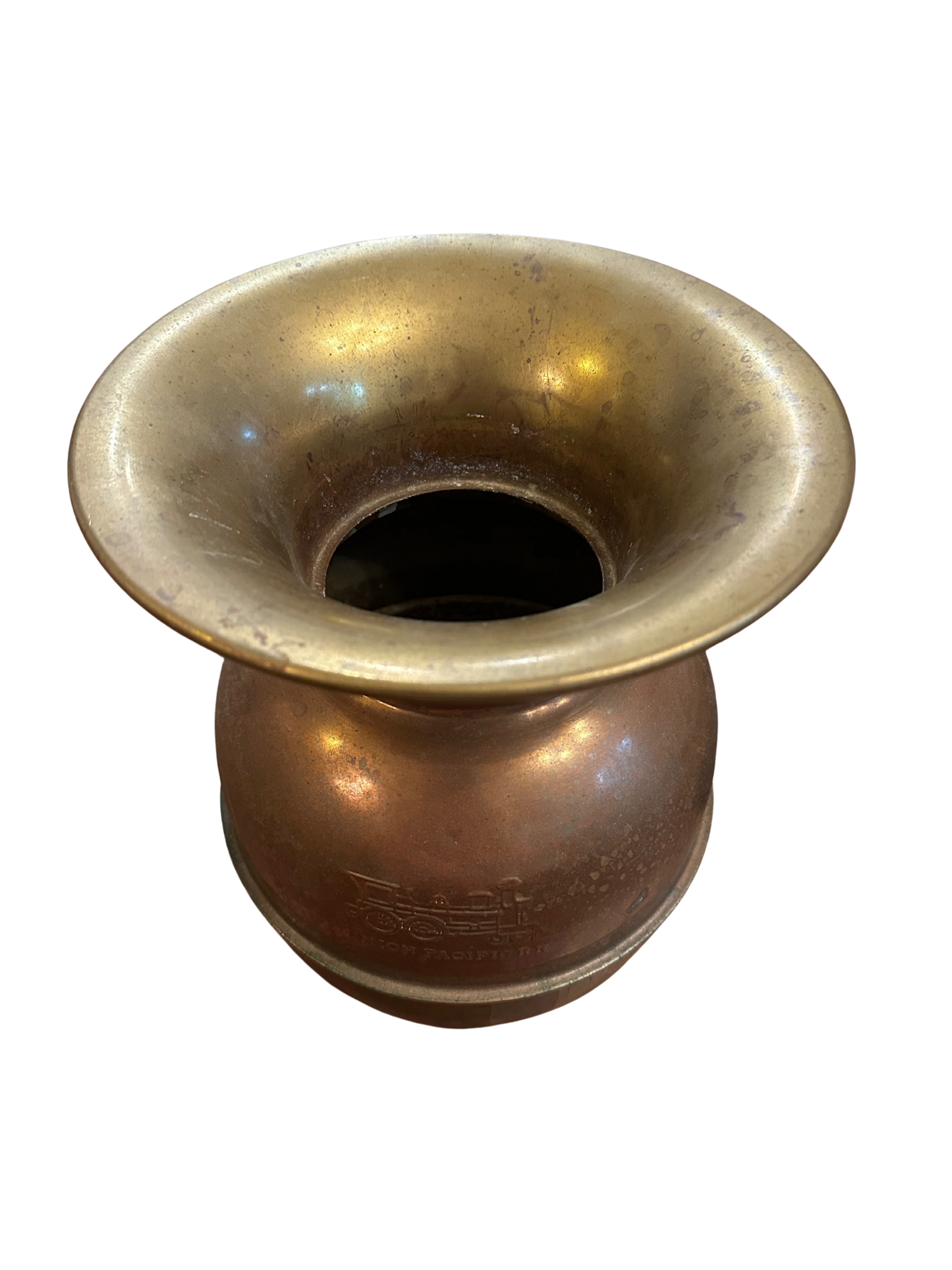 Early to Mid-20th C Union Pacific Brass and Copper Spittoon Bucket