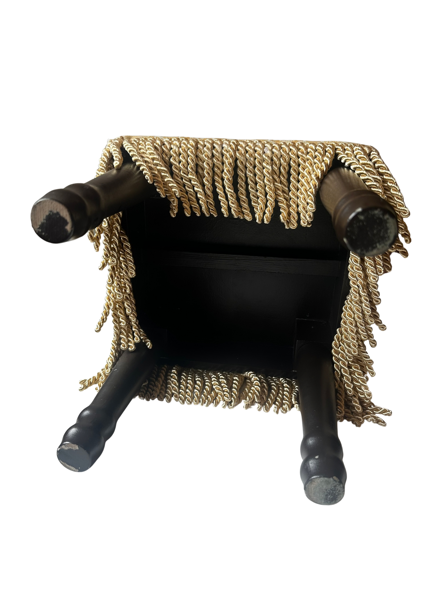 Vintage Upholstered Fringe Footstool