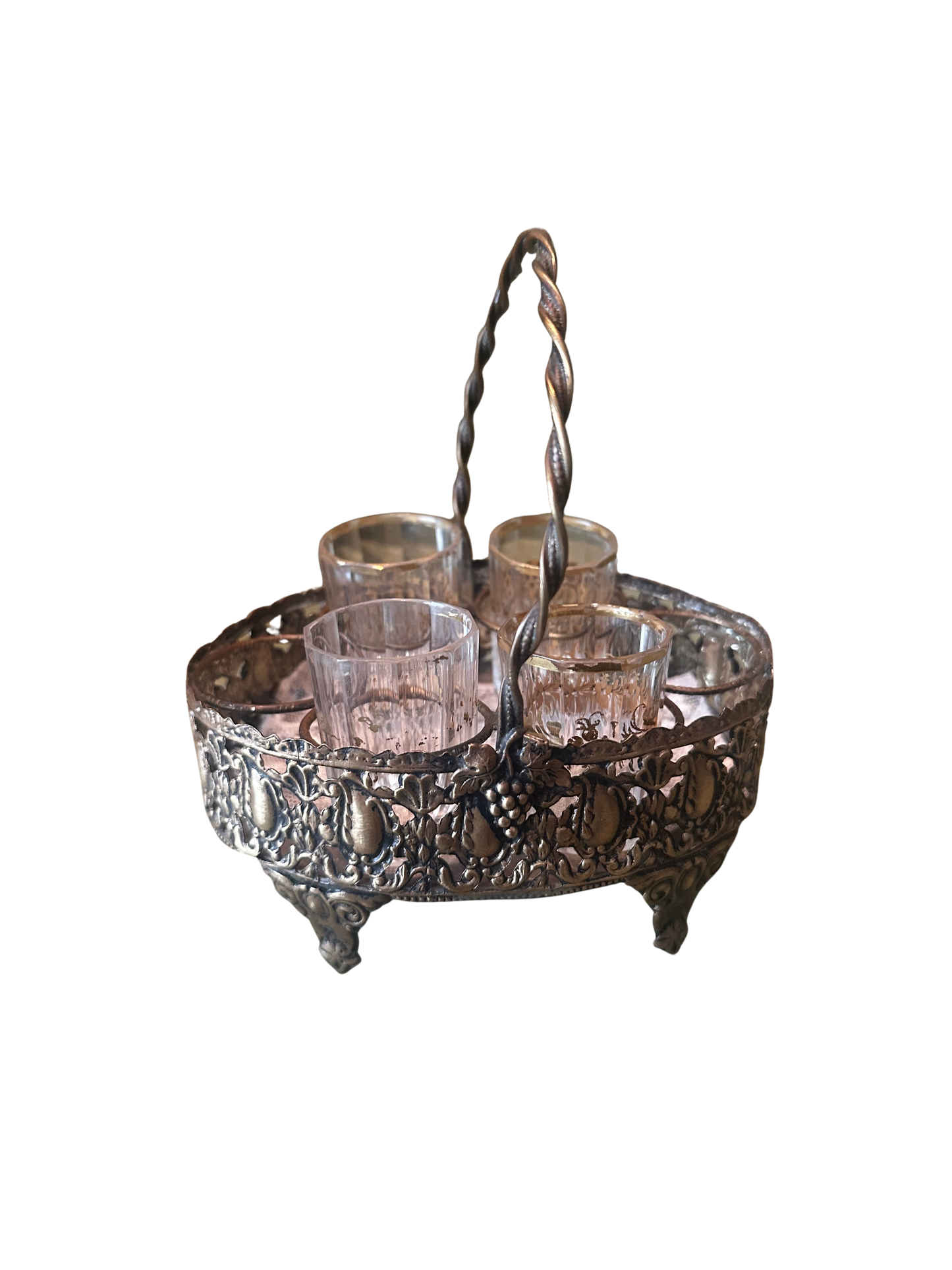 French liqueur service/cordial carrier "Cave a Liqueur Portative" (with Four Glasses)