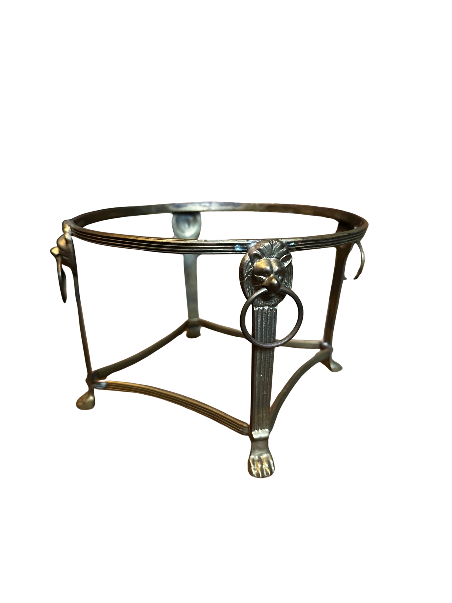 French Neoclassical Lion Head Brass Stand