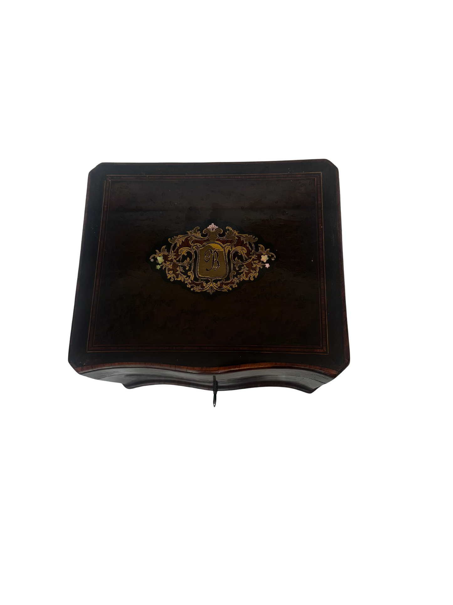 French Napoleon III Brass-Inlaid Cave a Cigar Humidor with Sliding Trays