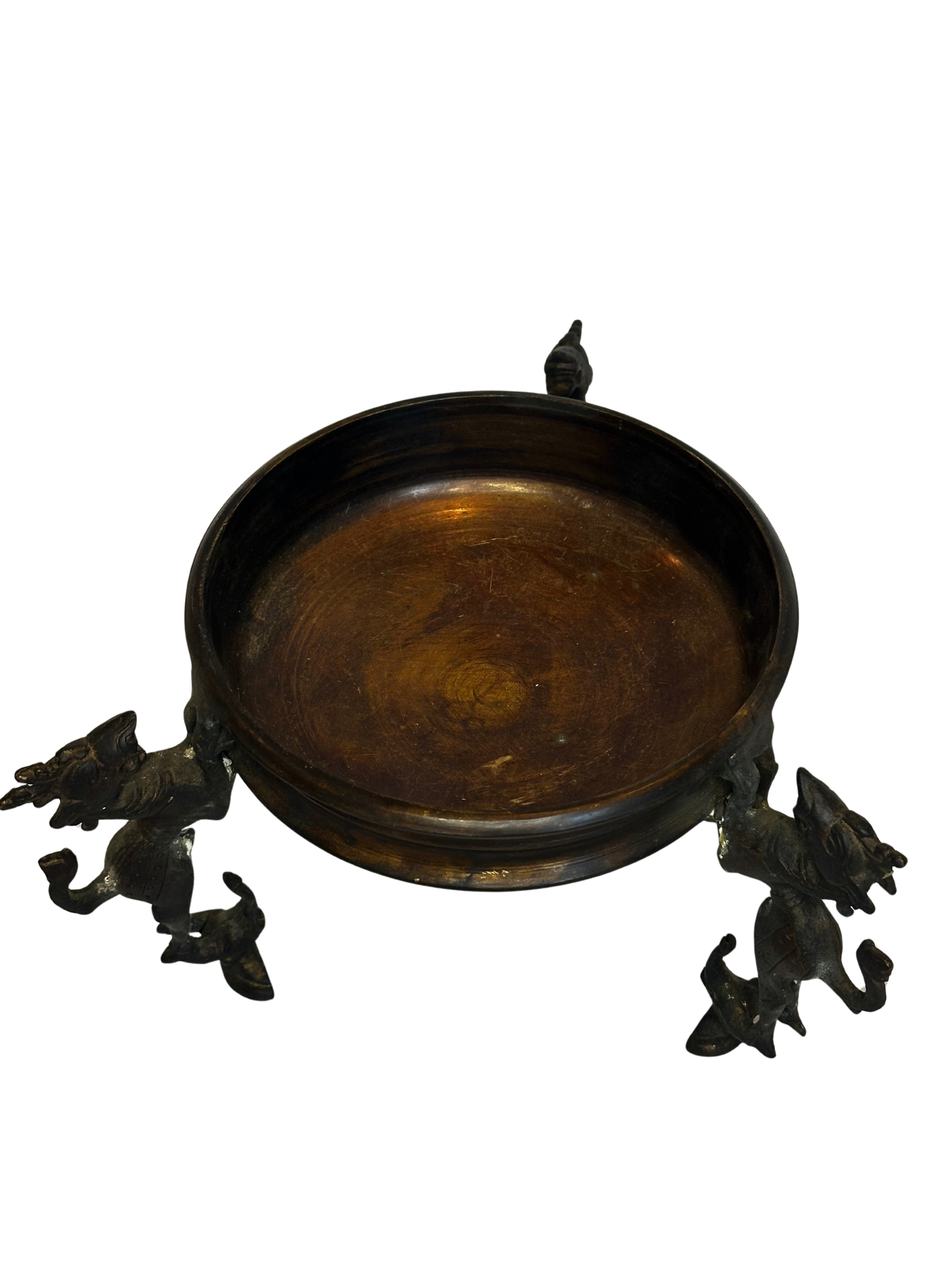 Antique Bronze Mythological Creature Tripod Bowl / Vide-Poche