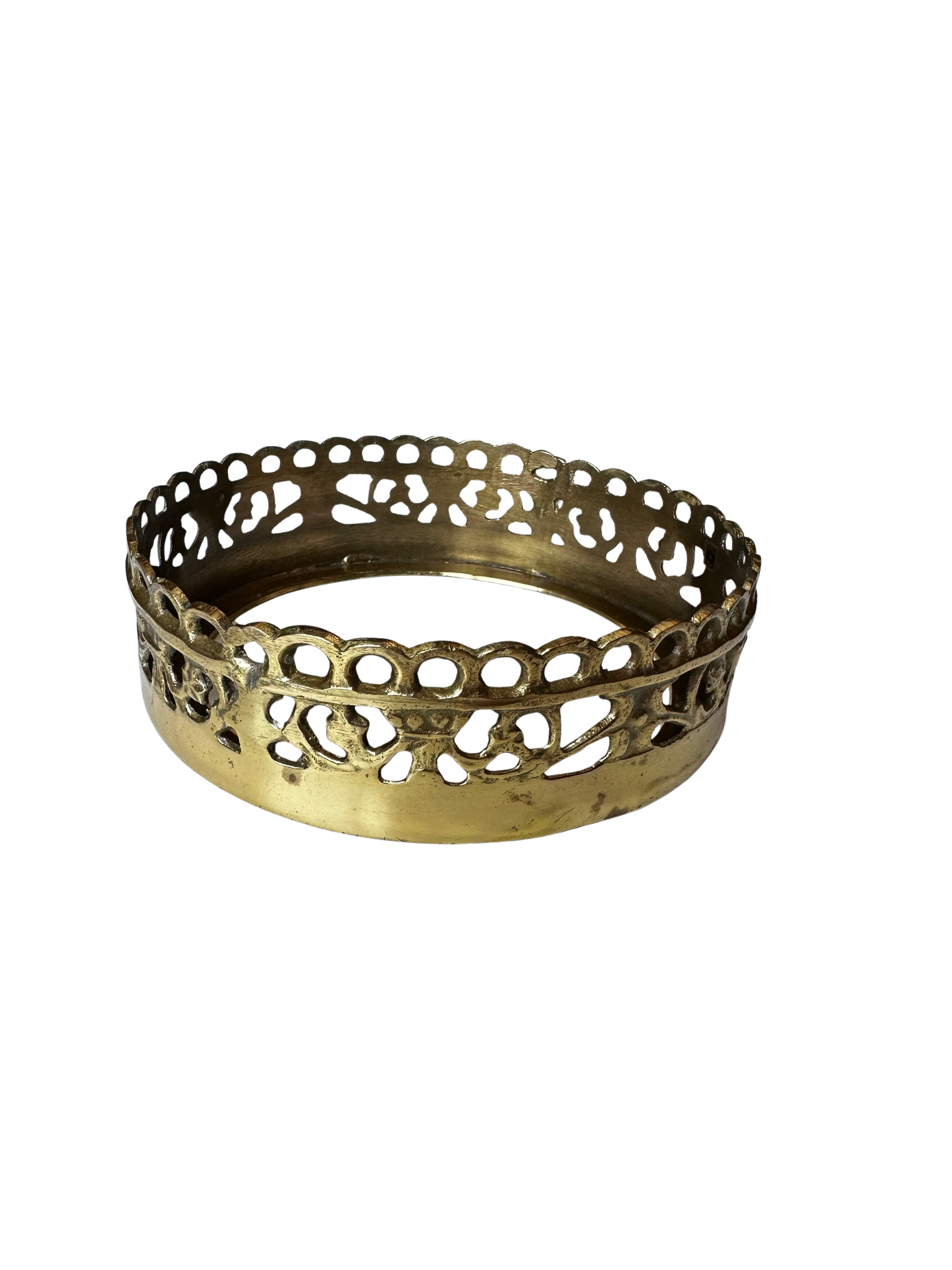 Vintage Pierced Brass Gallery / Planter Ring, Made in India