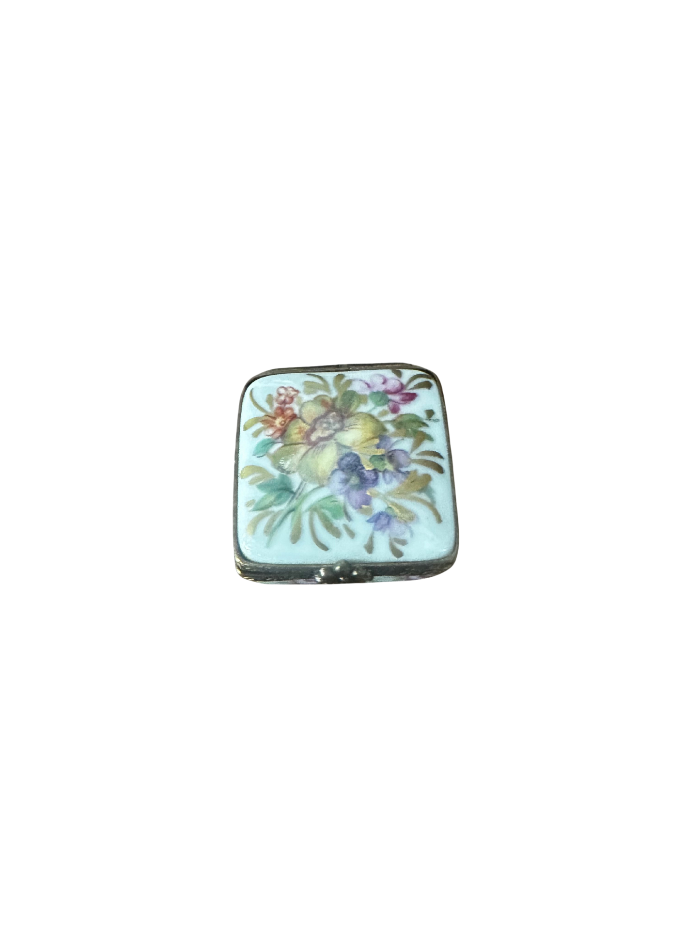 Tiny Square Limoges Box with Florals