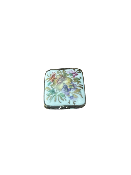 Tiny Square Limoges Box with Florals