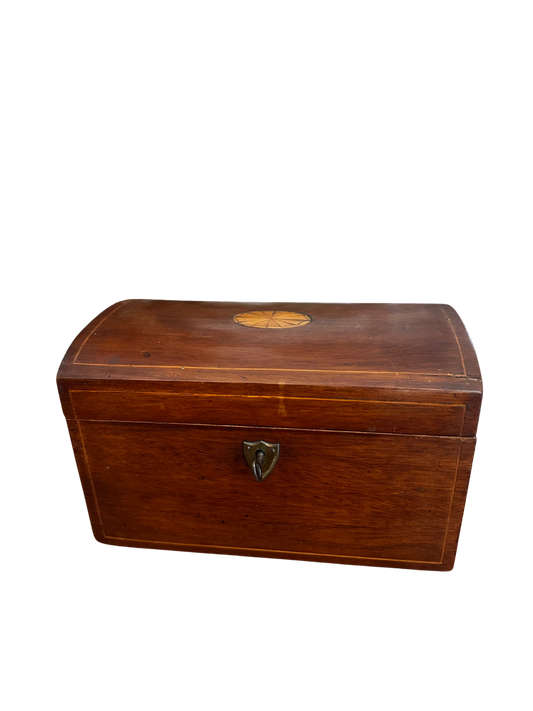 Georgian Domed Light Brown Tea Caddy with Key