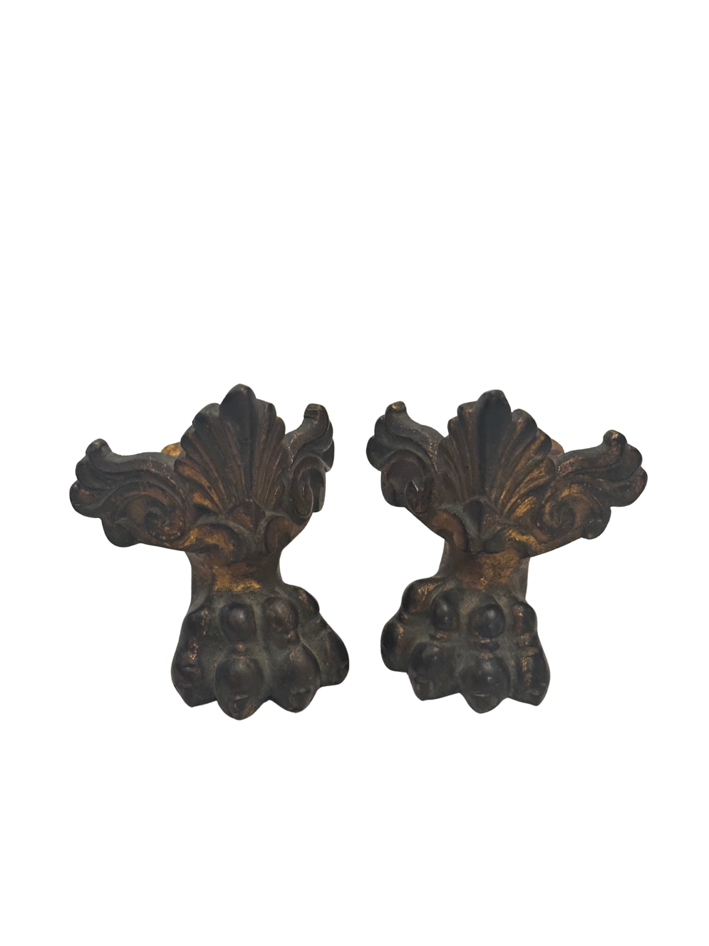 19th C Pair of Bronze Lion Paw Feet Salvage