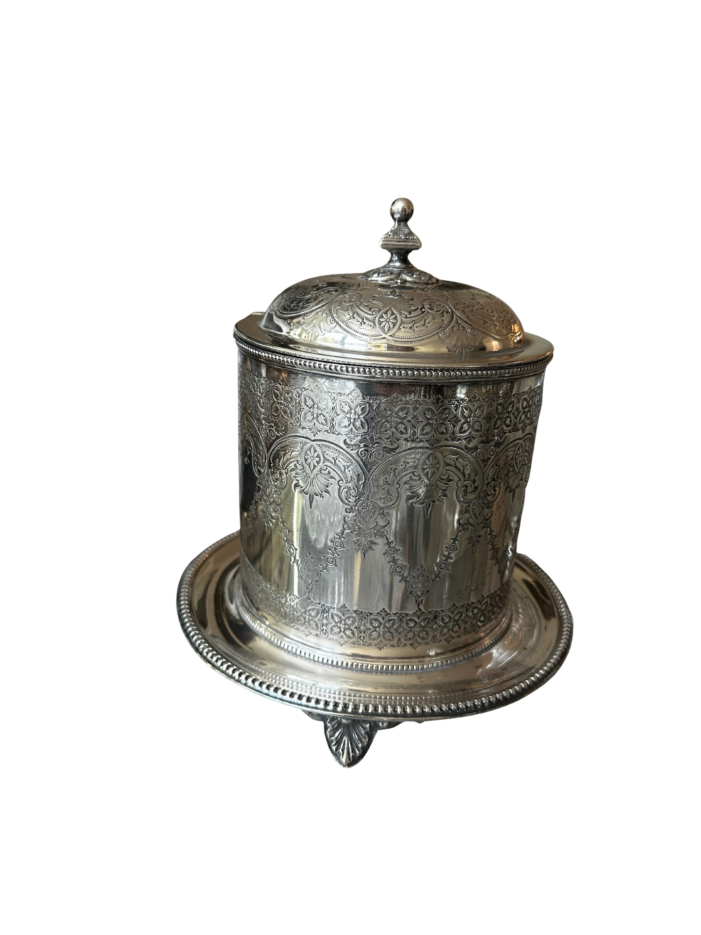 Late 19th C Forbes Bros. Silver Co Biscuit Barrel