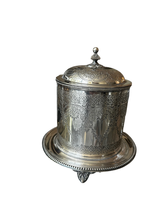 Late 19th C Forbes Bros. Silver Co Biscuit Barrel