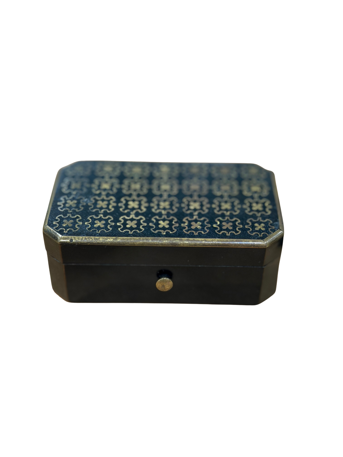 Antique French Napoleon III Ebonized Wood and Brass Inlay Box