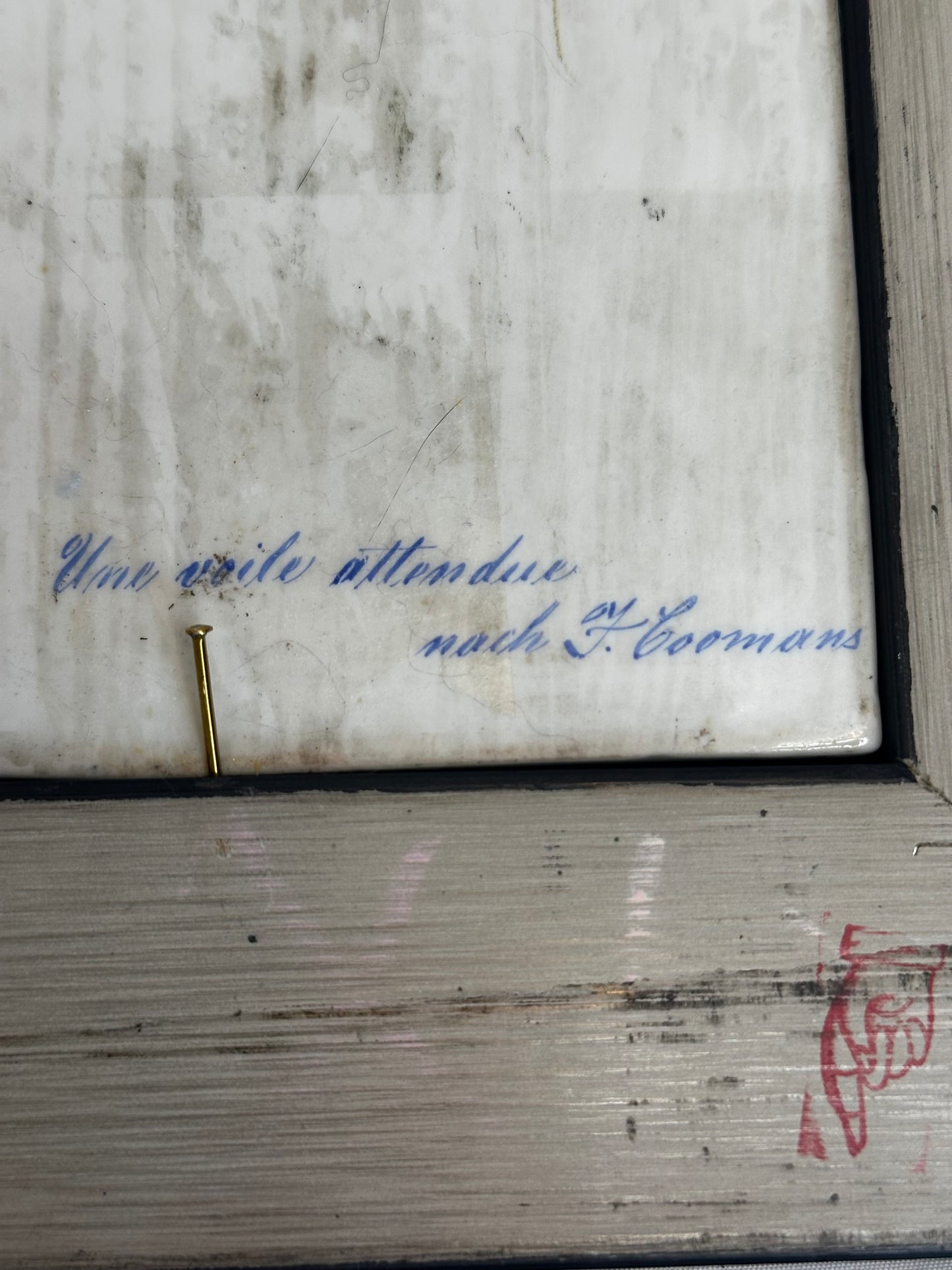 Hand-Painted KPM-Style Porcelain Plaque After F. Coomans — “Une Voile Attendue”