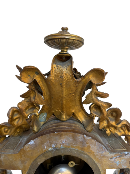 French Louis XVI Style Japy Frères Porcelain and Gilt Bronze Mantel Clock