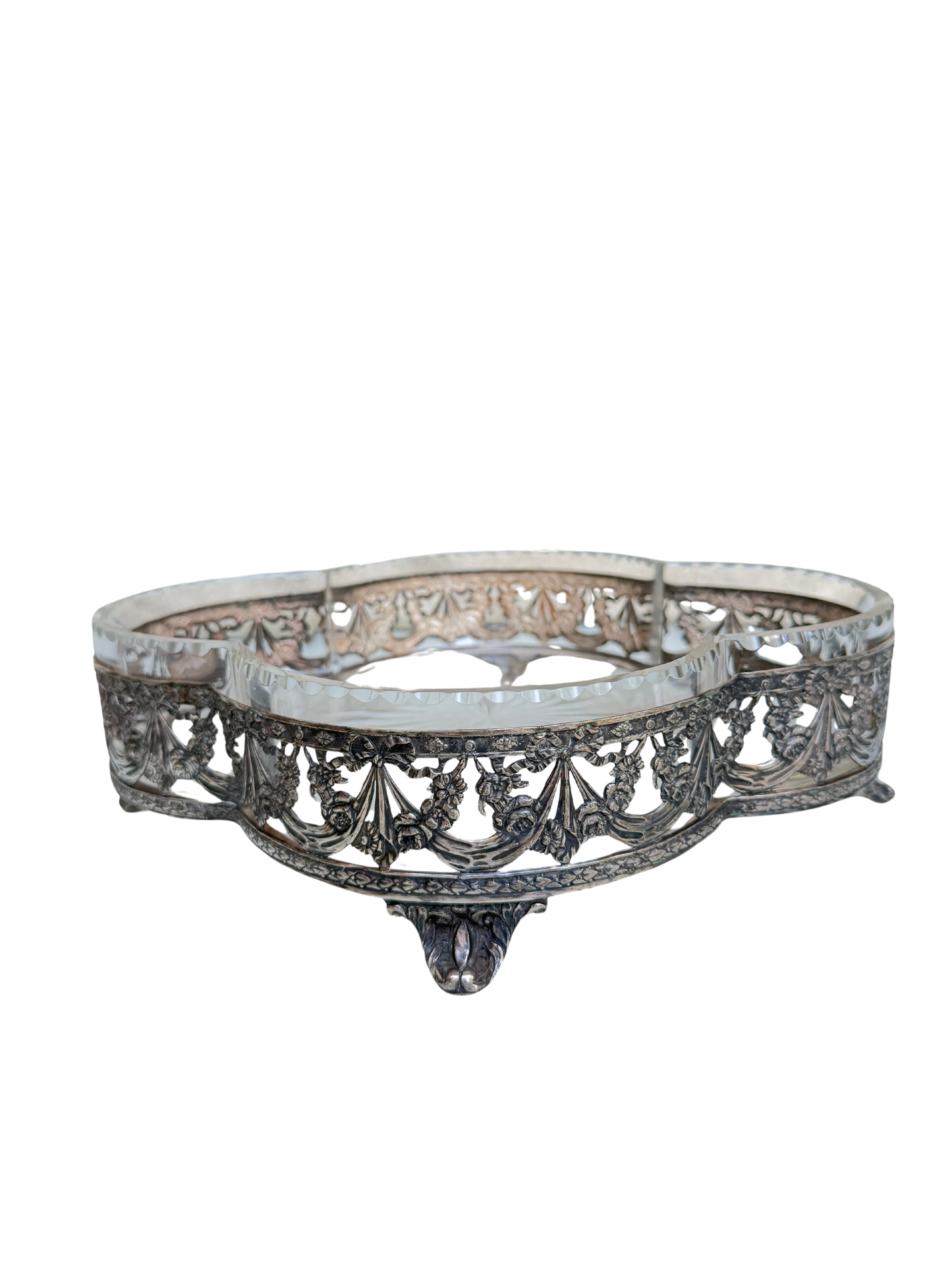 Wiskemann Silver-Plated Mounted Crystal Centerpiece Bowl / Jardinière