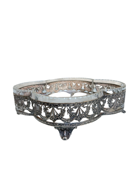Wiskemann Silver-Plated Mounted Crystal Centerpiece Bowl / Jardinière