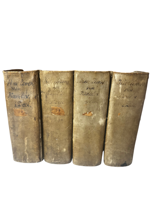 1738 Vellum-Bound Biography of Emperor Charles V (Complete 4-Volume Set)