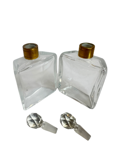 French Gilt-Mounted Double Perfume Bottle Set in Architectural Holder