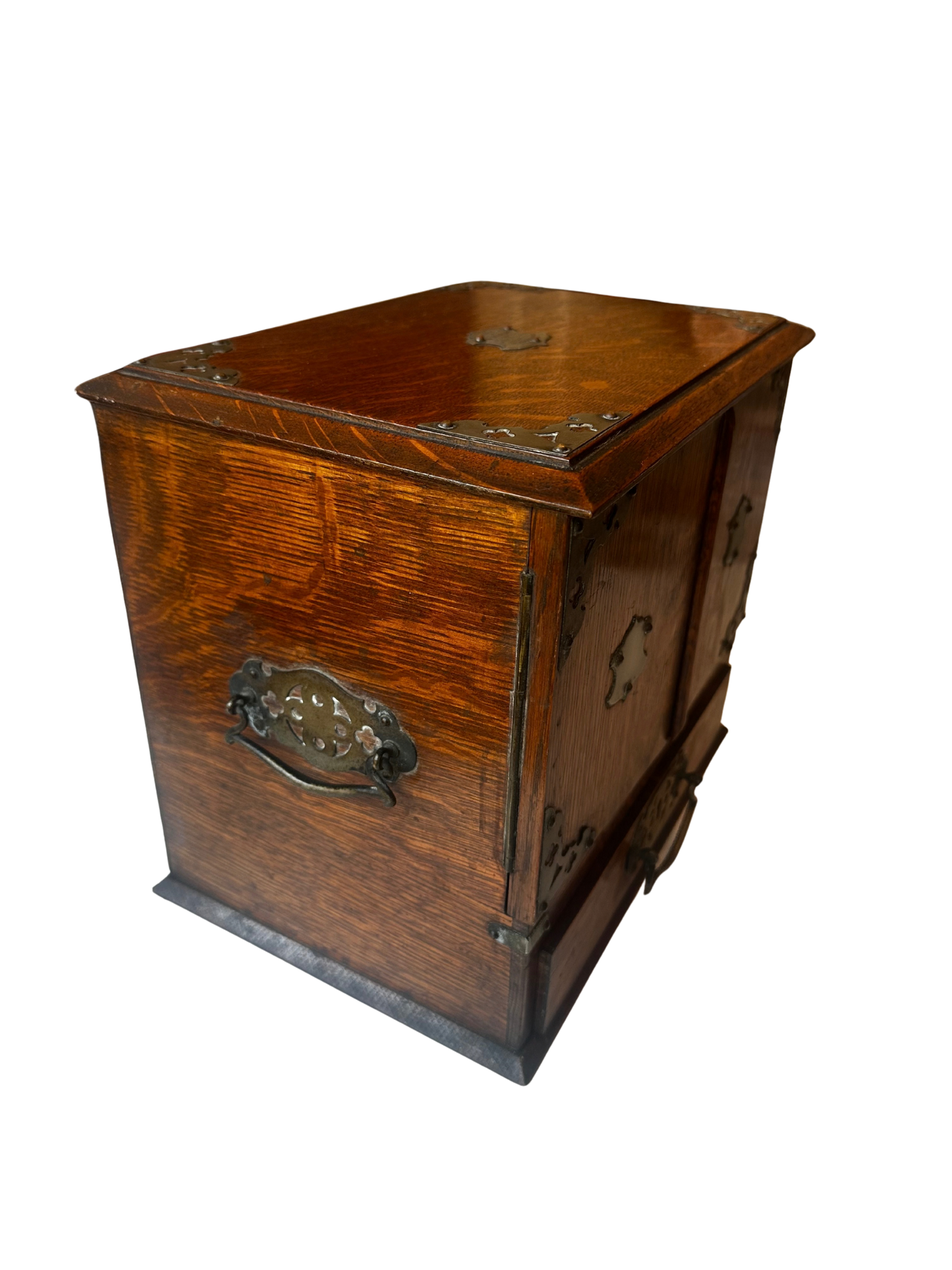 Antique English Oak Writing Compendium Box with Drawers and Presentation Plaque (1913)
