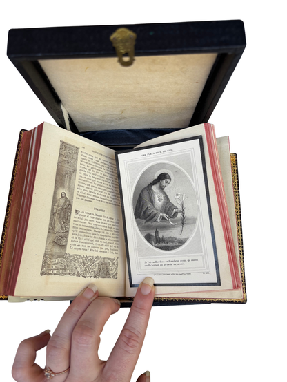 French Leather-Bound “Missel Romain” Prayer Book in G.M. Paris Presentation Case, Dijon 1897