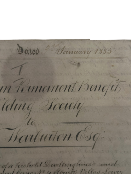 Victorian Indenture Deed — The Sun Permanent Benefit Building Society, Liverpool (1885)