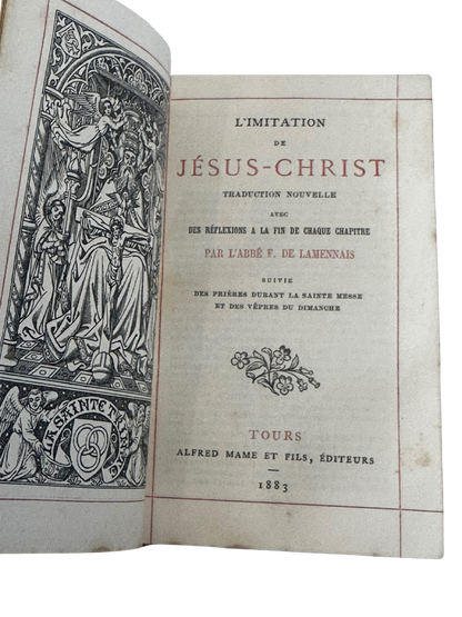 French Gilt-Edged Leather Devotional Book — L’Imitation de Jésus-Christ, Alfred Mame, Tours (1883)