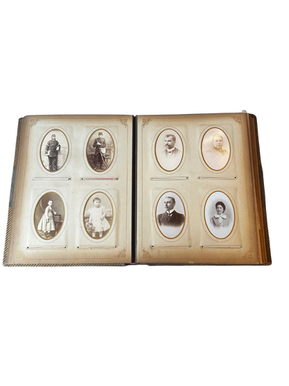 Late Victorian Leather-Bound Photograph Album with Gilt and Blind Tooling and Working Clasp