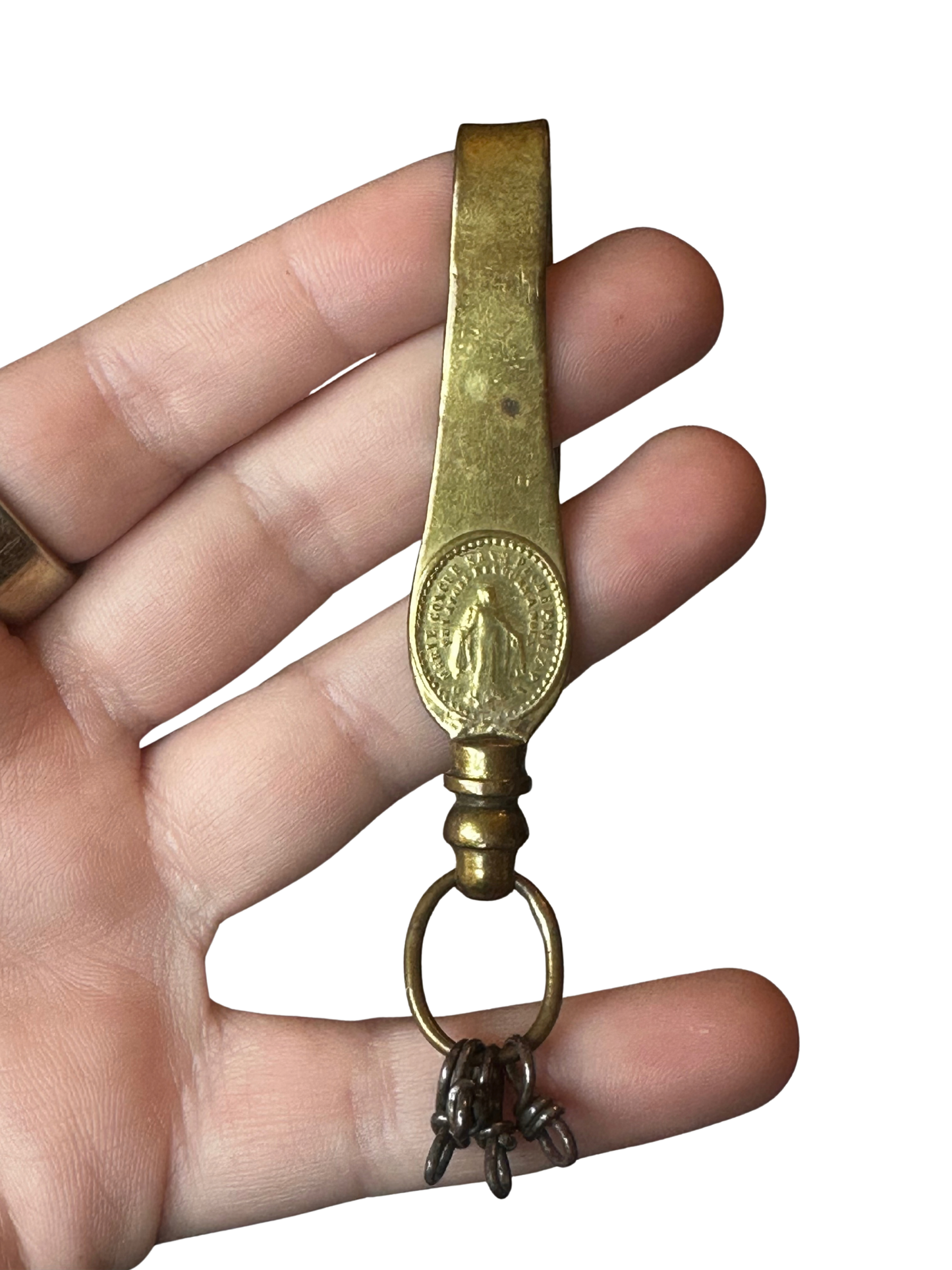 Antique Religious/Rosary Chatelaine Hook with Miraculous Medal Motif