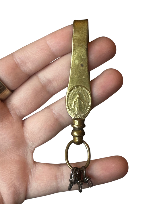 Antique Religious/Rosary Chatelaine Hook with Miraculous Medal Motif