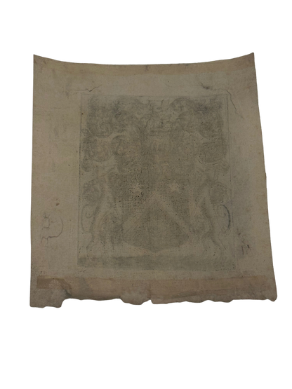 Antique Heraldic Ex Libris Bookplate Engraving with Greyhound Supporters