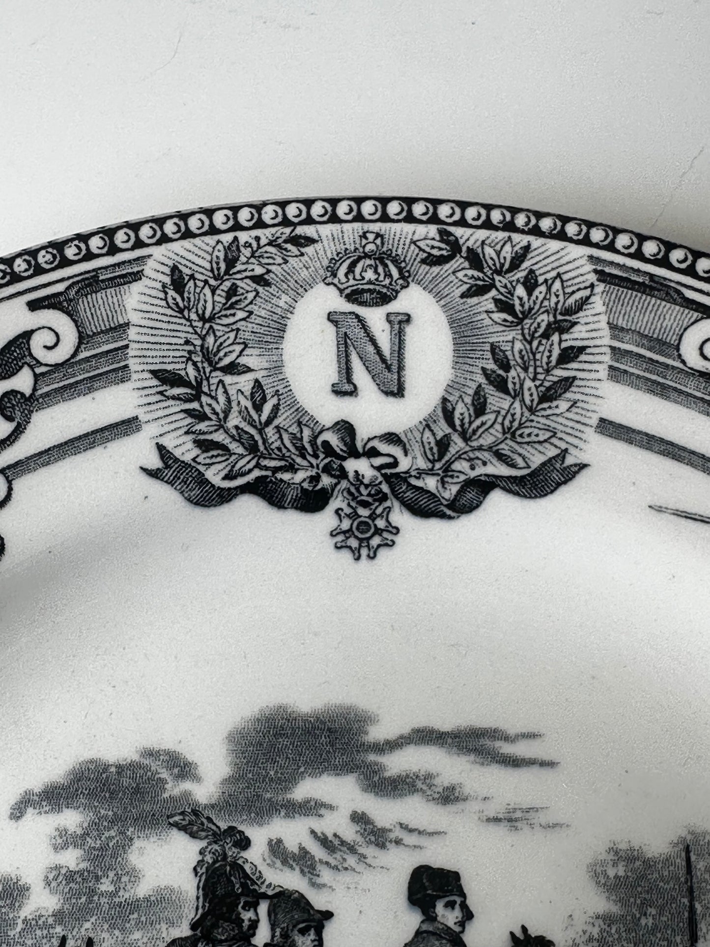 Black Transferware Plate - Napoleon (Boch Freres)