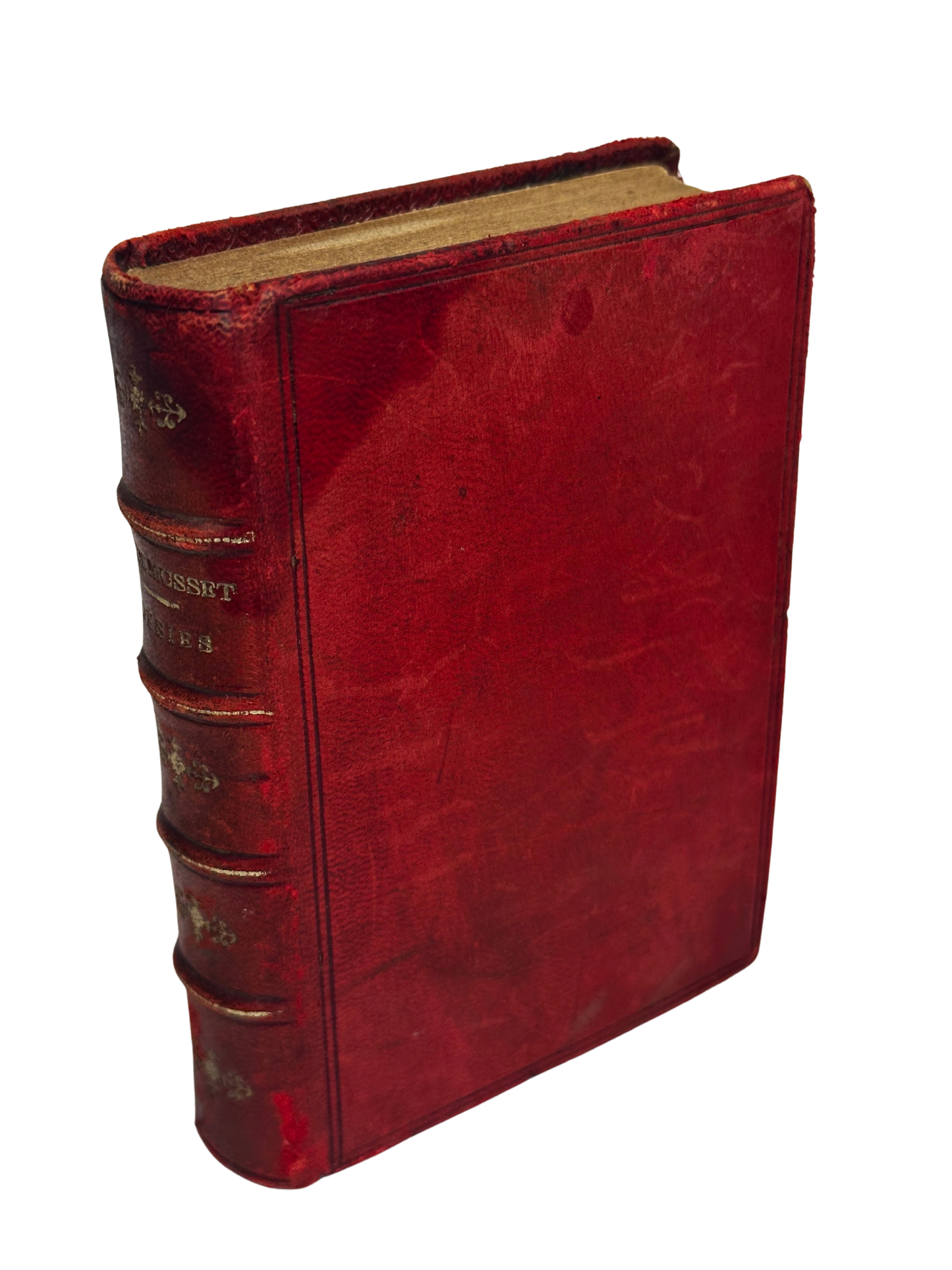 Antique French Red Leather Miniature Poetry Volume — Poésies Nouvelles (1836–1852) by Alfred de Musset, 1905