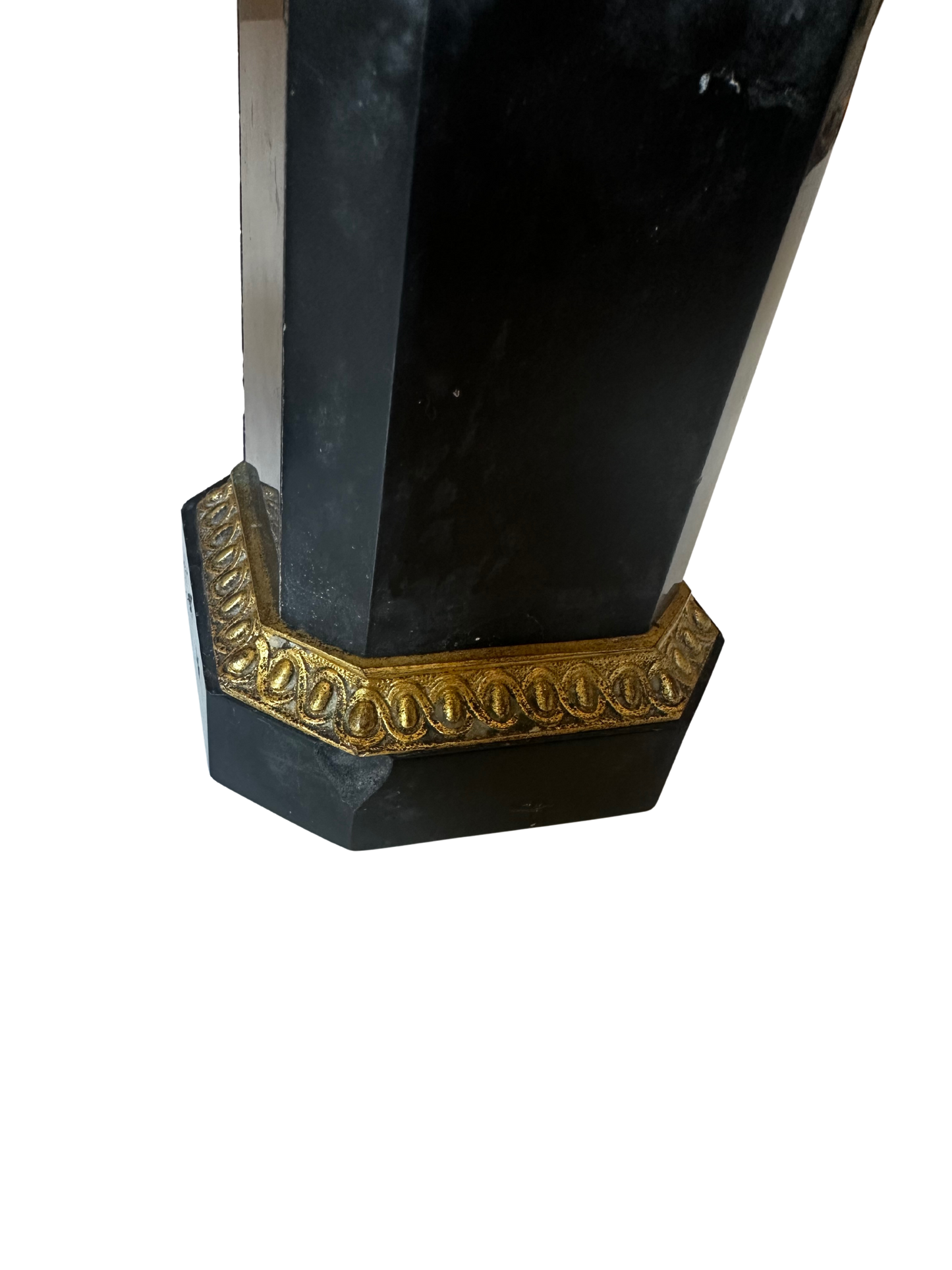 Late 19th C French Gilt Bronze and Black Stone Garniture Vases