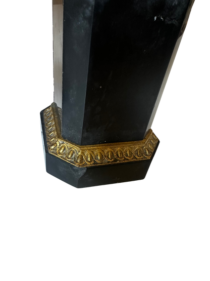 Late 19th C French Gilt Bronze and Black Stone Garniture Vases