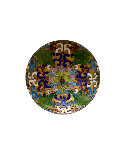 Vintage Chinese Cloisonné Enamel Floral Lidded Box with Gilt Ground, Mid-20th Century