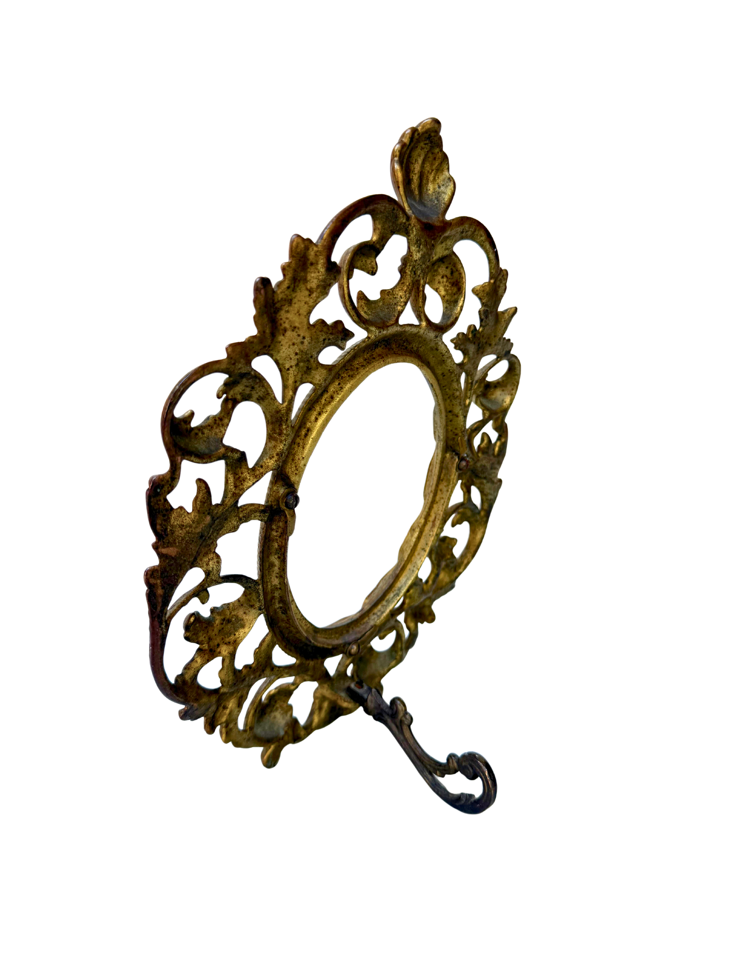 Ornate Gilt Metal (Brass/Bronze) Rococo Revival Easel Frame with Shell Crest