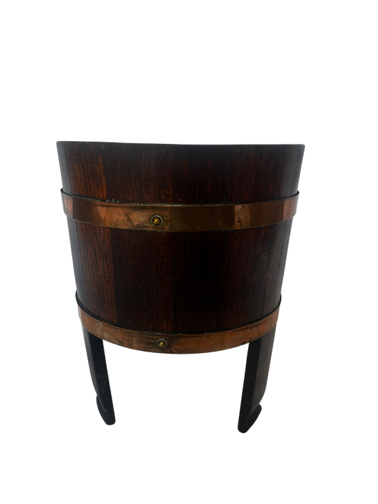 English Brass-Bound Coopered Oak Bucket without Legs