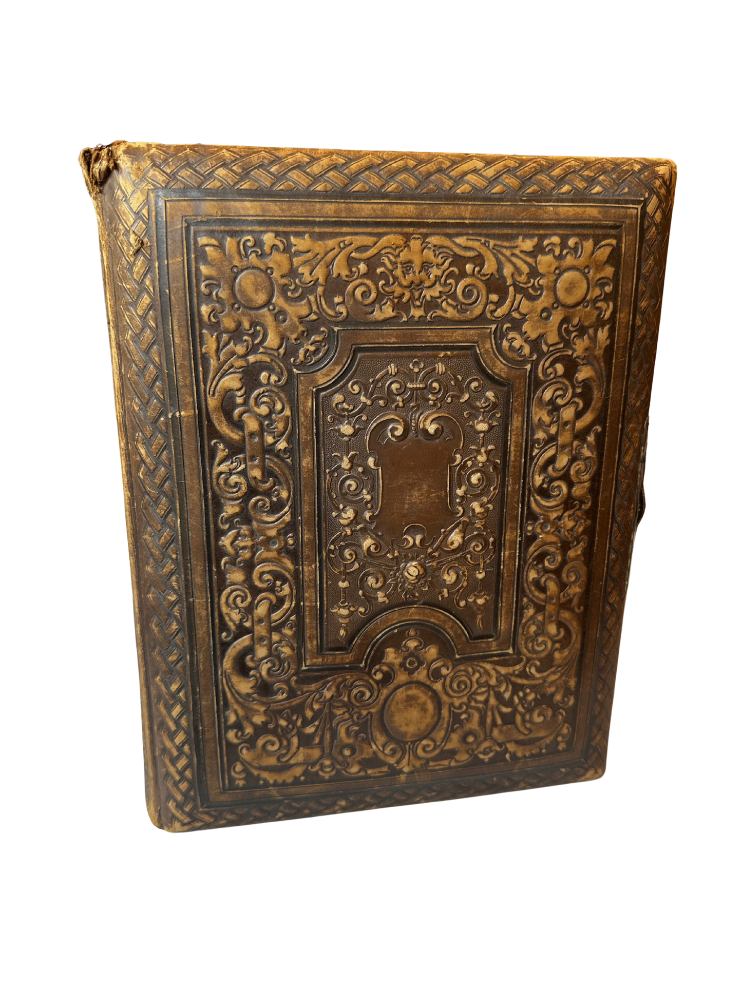 Late Victorian Leather-Bound Photograph Album with Gilt and Blind Tooling and Working Clasp