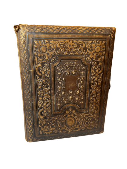 Late Victorian Leather-Bound Photograph Album with Gilt and Blind Tooling and Working Clasp
