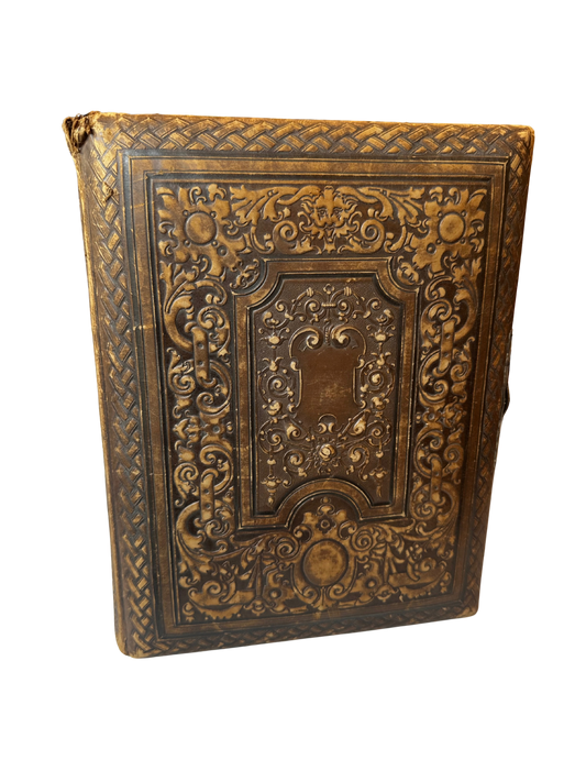 Late Victorian Leather-Bound Photograph Album with Gilt and Blind Tooling and Working Clasp