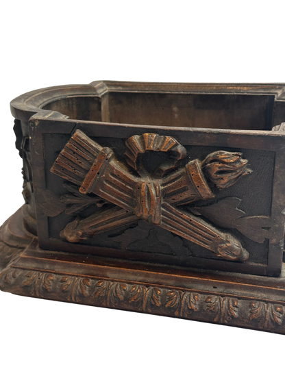 19th Century French Black Forest Style Carved Jardiniere with Musical Motif