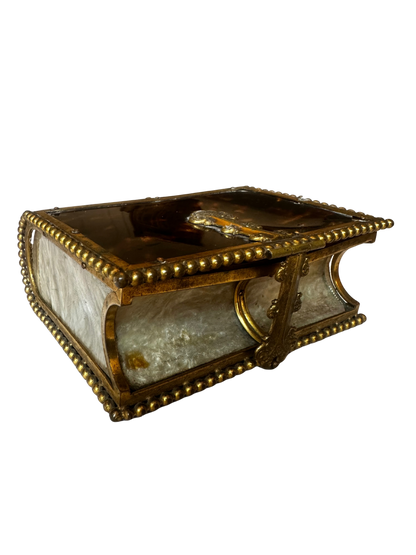 French Tortoiseshell and Mother-of-Pearl Mounted Book Form Box