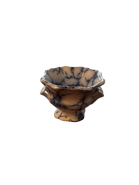 Victorian Flow Blue Miniature Master Salt Cellar