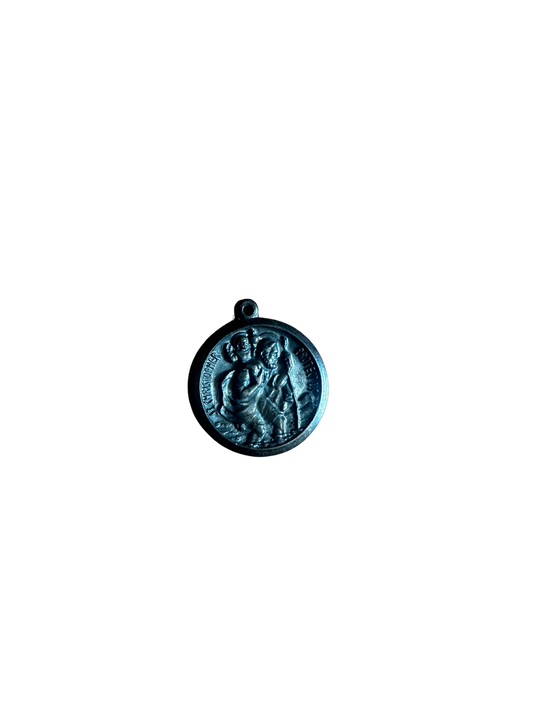 St Christopher Pendant - Dark - I am a Catholic, In Case of Accident Please Call a Priest on Back