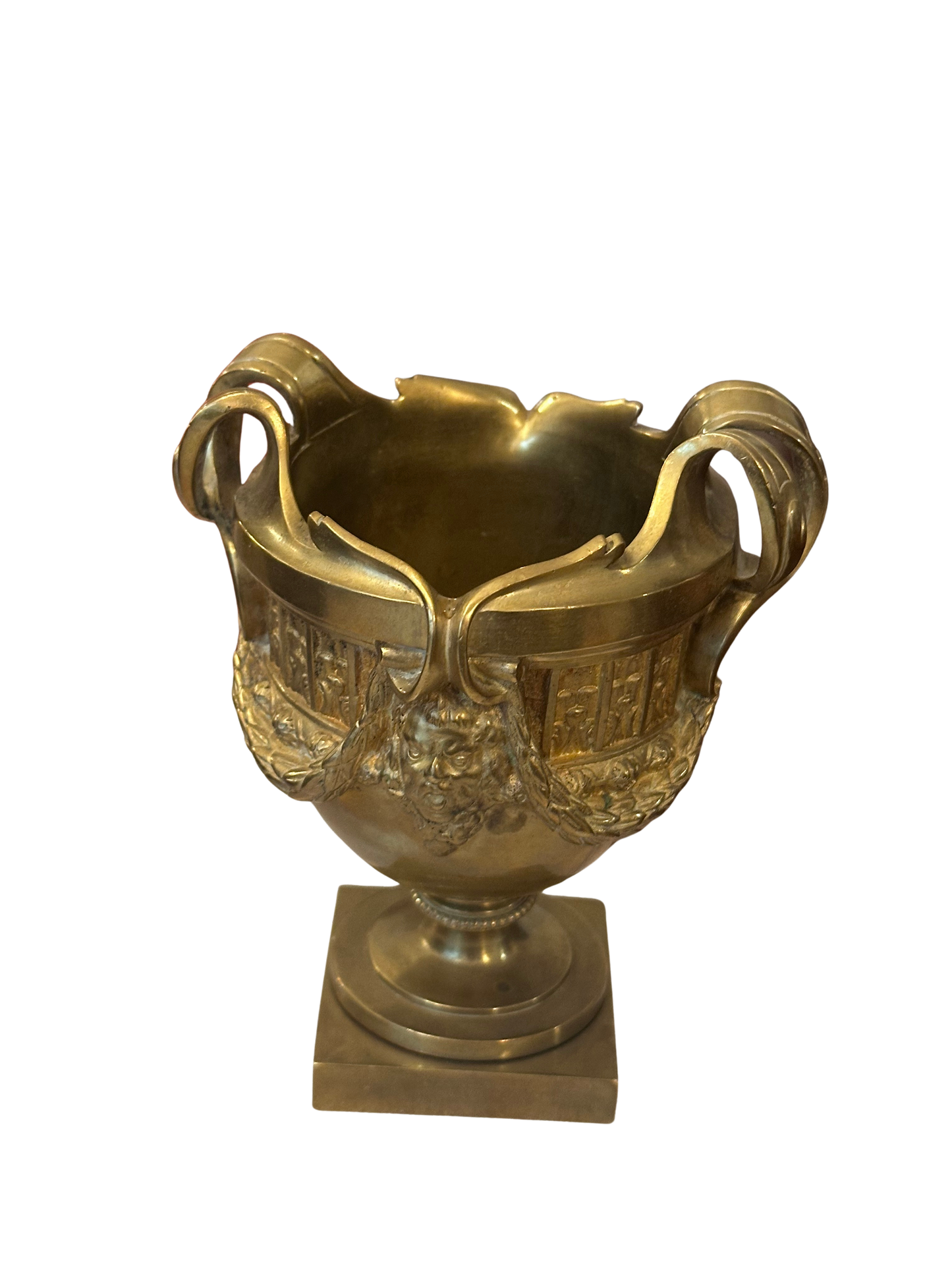 19th Century French Neoclassical Revival Gilt Bronze Figural Urn / Vide-Poche with Mask