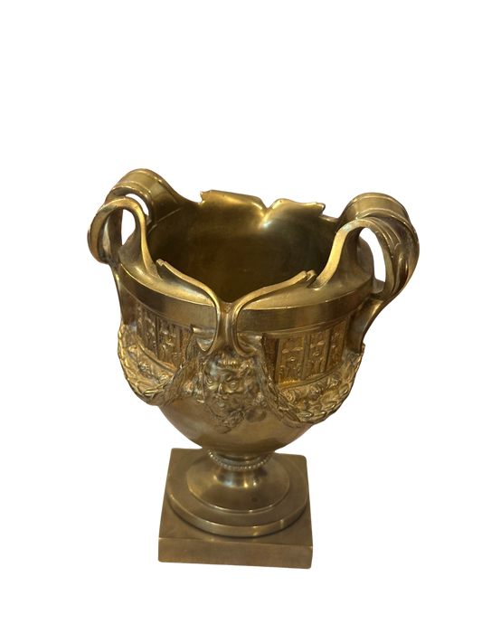 19th Century French Neoclassical Revival Gilt Bronze Figural Urn / Vide-Poche with Mask