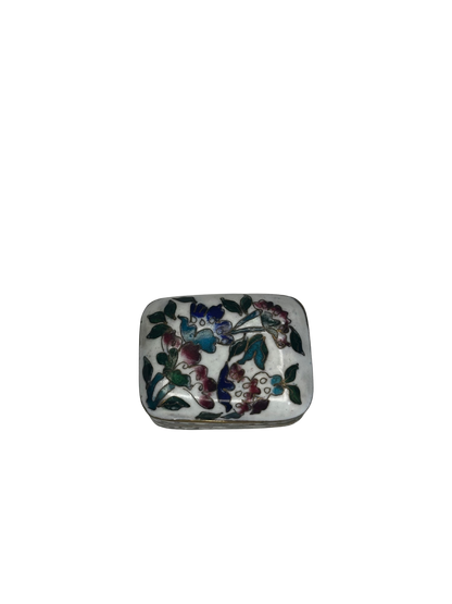 Antique Cloisonné Enamel Trinket Box with Floral Motifs