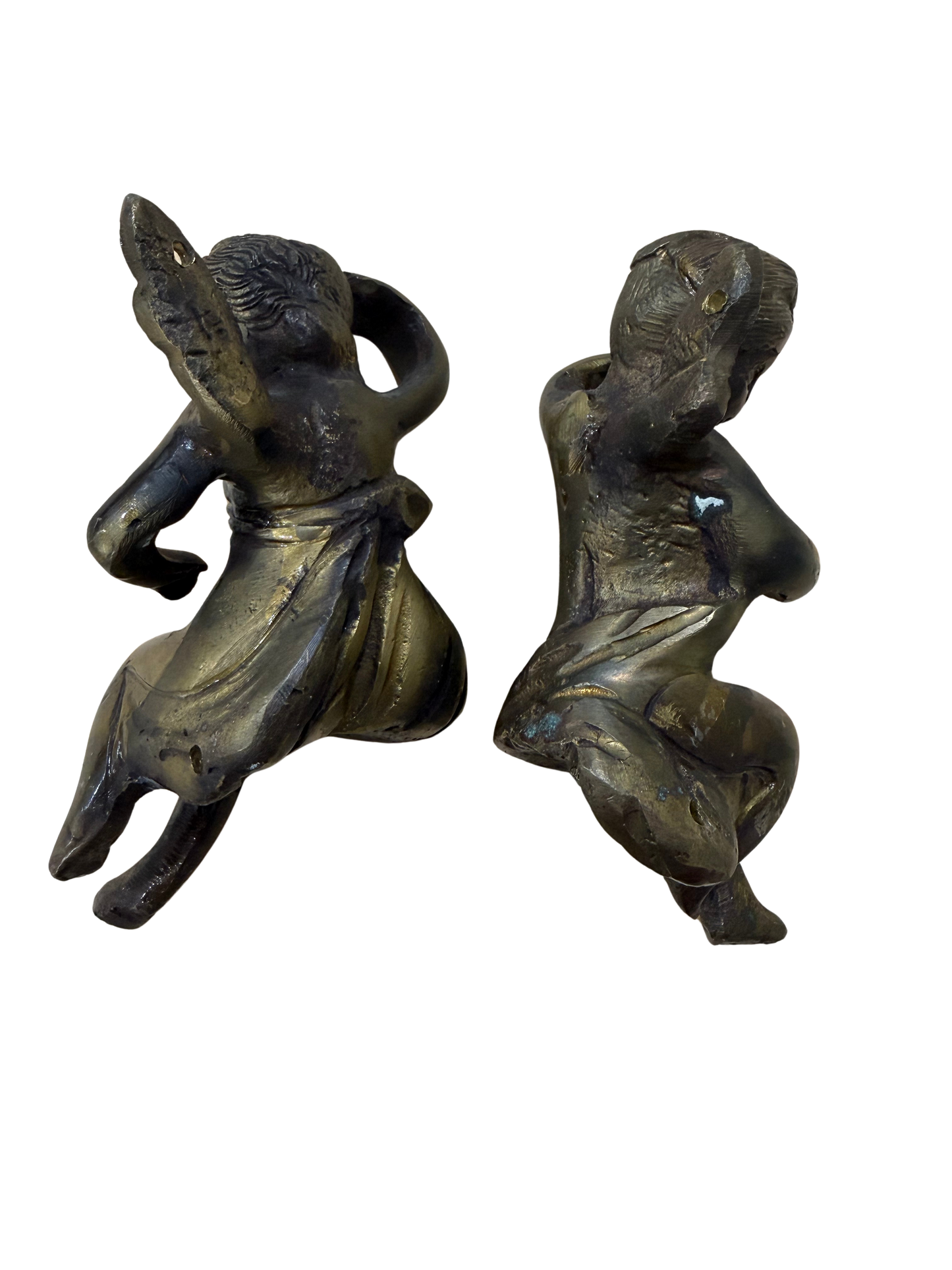 Pair of Gilt Metal Cherub Architectural Mounts or Furniture Ornaments