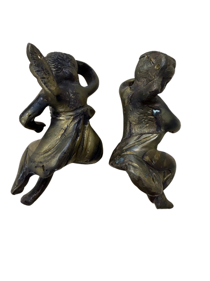 Pair of Gilt Metal Cherub Architectural Mounts or Furniture Ornaments