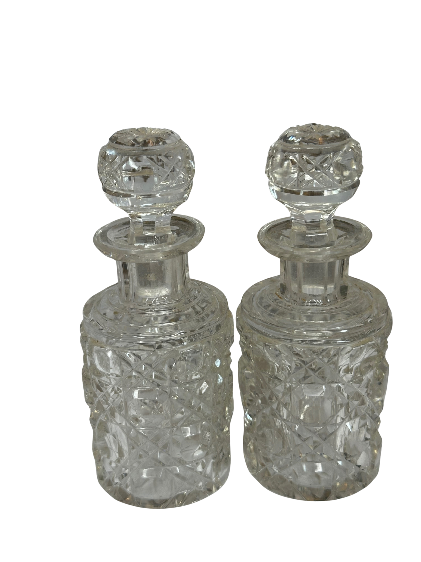 Antique Bronze Vanity Caddy with Pair of Cut-Glass Scent Bottles