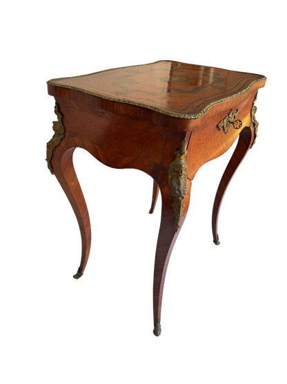 Stamped Paul Sormani Paris Louis XV Style Marquetry Vanity / Dressing Table with Mirror